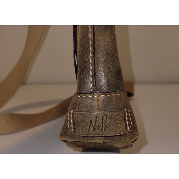 NWOT Patricia Nash Brown North South Moto Messenger Crossbody Leather Unisex Bag - Picture 6 of 12